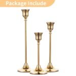 Set of 3 Brass Gold Candlestick Holders – Vintage Modern Taper Candle Holders for Home Decor, Weddings & Housewarming Gifts. - Image 6