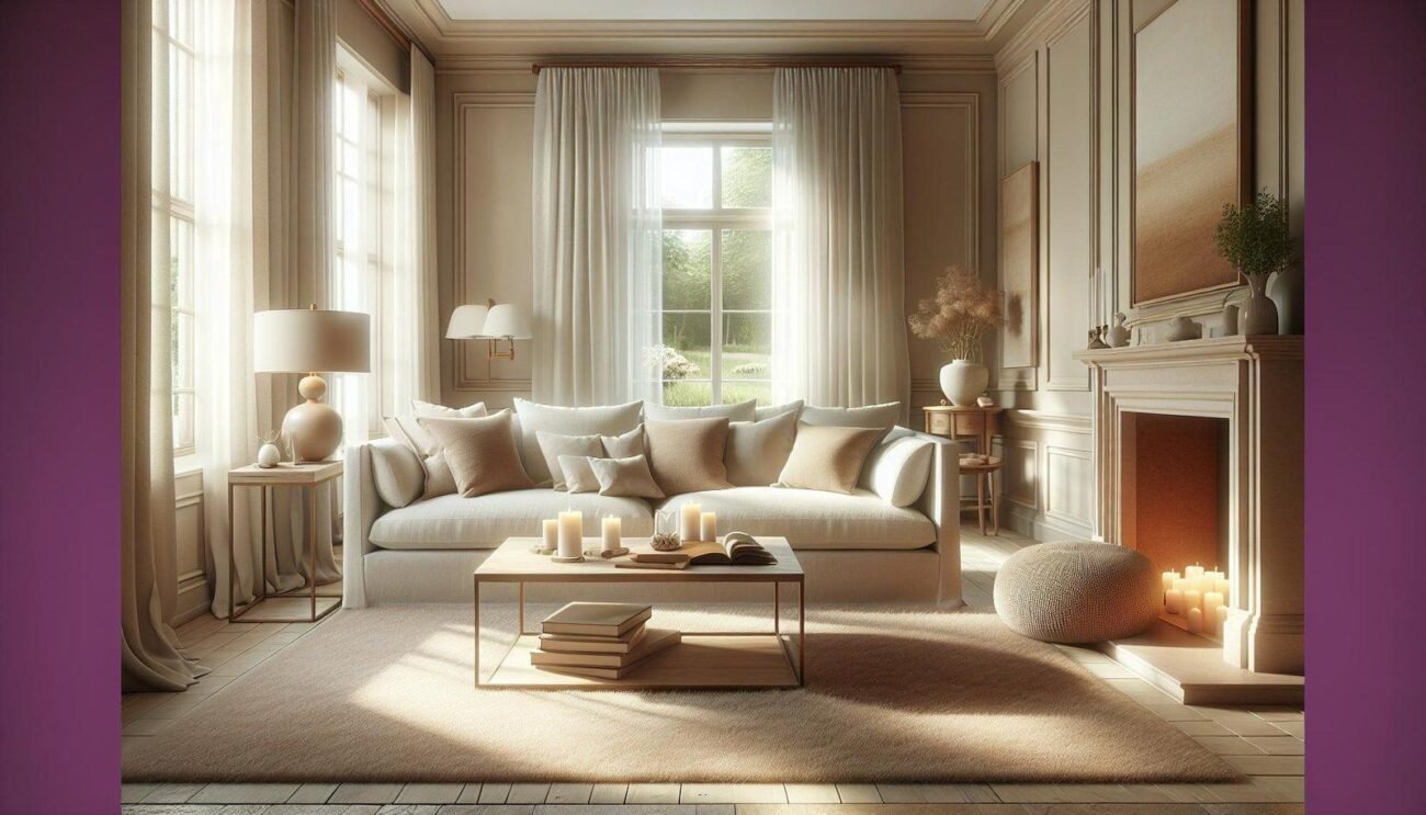 How can neutral color palettes create a sense of calm in a living room?