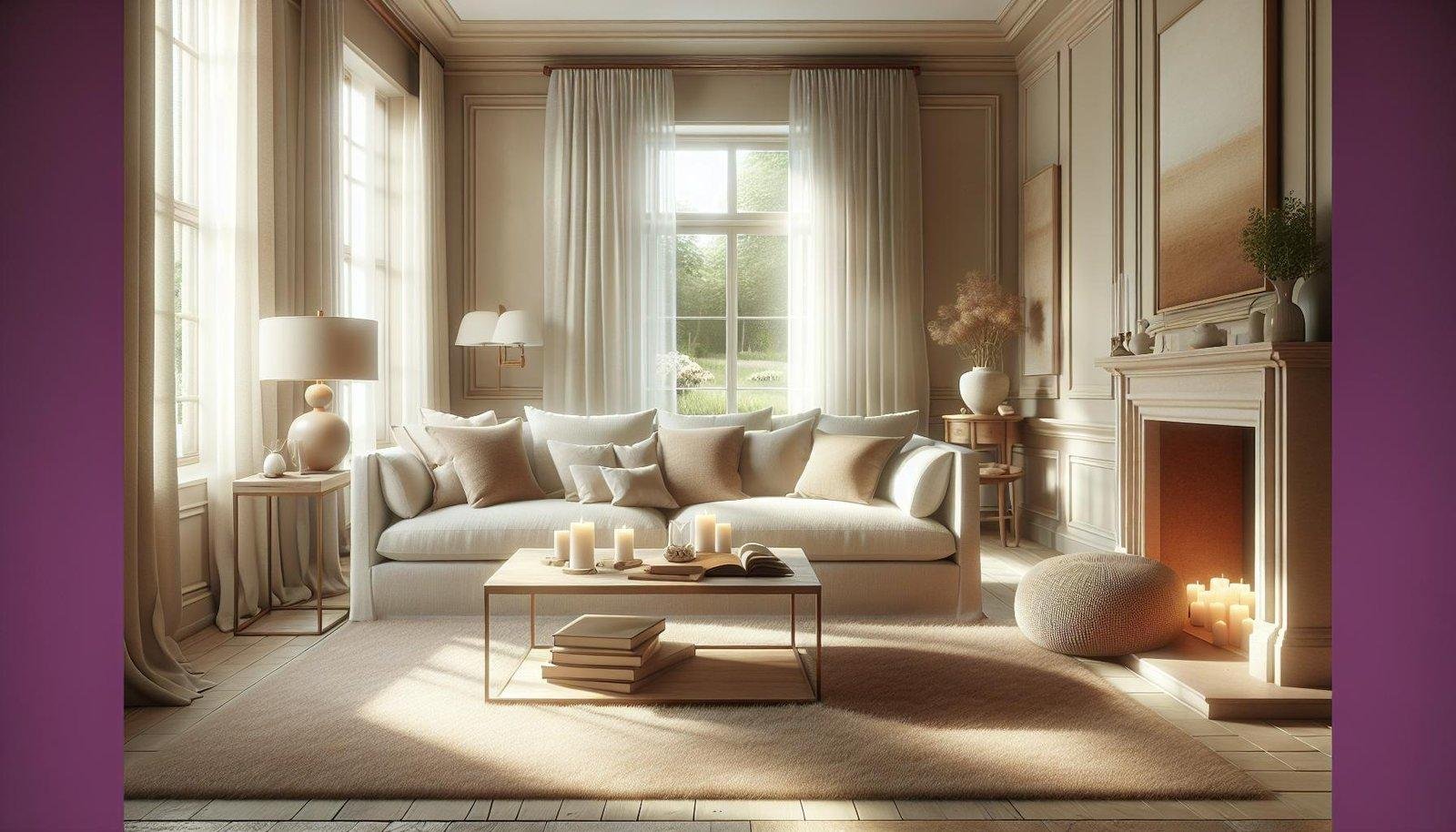 How can neutral color palettes create a sense of calm in a living room?