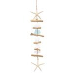 Wooden Driftwood Wall Decor, Starfish Bathroom Decor with Sea Shells, Driftwood Beach Room Decor for Home Indoor Outdoor, Coastal Wall Art for Living Room, Bedroom and Dining Room Blue