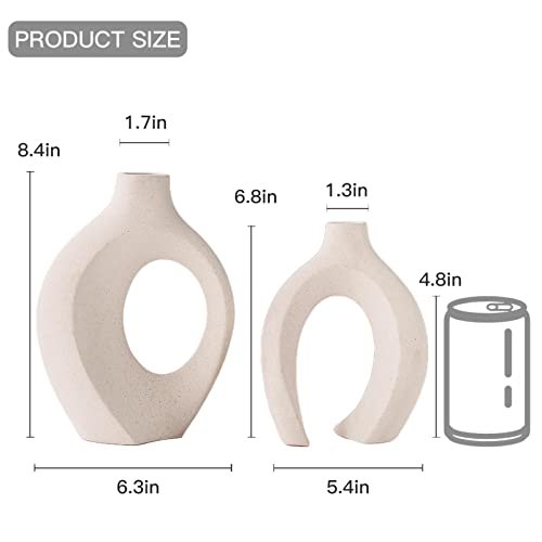 31FIy3onibL._SL500_.jpg Lvases Snuggle Hollow Ceramic Vase Set of 2 - Nordic Boho Chic Flower Vases for Home Decor, Milky White (6.3" W x 8.4" H) - Image 6