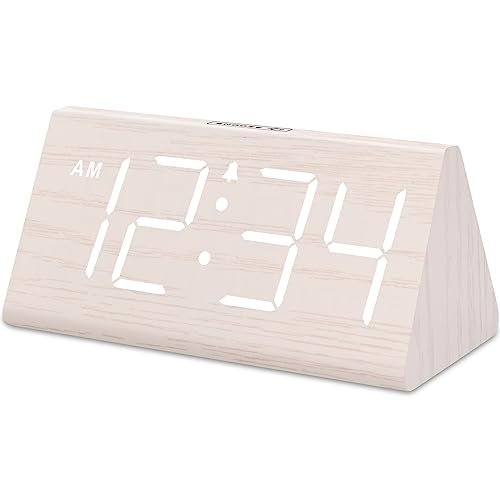 DreamSky Wooden Digital Alarm Clock: Large Numbers, USB Port, Adjustable DreamSky Wooden Digital Alarm Clock for Bedroom - Living Room Desk Clock with Large Numbers, Bedside Nightstand Clock with USB Port, Adjustable Volume, Dimmer, Snooze, DST, Office Wood Décor, Gifts