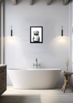 Funny Raccoon Bathroom Wall Art: Framed Black & White Animal Canvas with Toilet Paper - Image 7