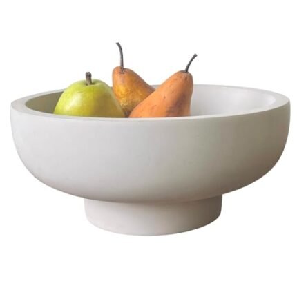 OAKOA Concrete Fruit Bowl for Kitchen Counter - Large Decorative Bowls for Home Decor - Modern Key Bowl for Entryway Table - Pedestal Bowl for Keys
