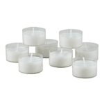 Stonebriar 96 White Unscented Smokeless Tea Light Candles – 6-7 Hour Burn Time, Clear Cups - Image 3