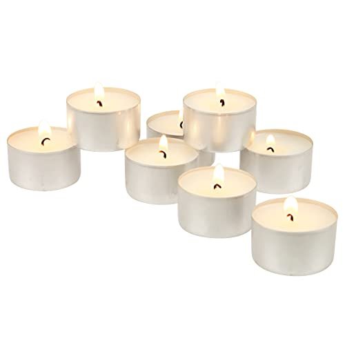 Stonebriar 100 Pack of Unscented White Tea Light Candles with Stonebriar 100 Pack Unscented 8 Hour Extended Burn Time Tea Light Candles, White, 100 Count