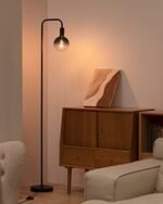 ONEWISH Minimalist Industrial Floor Lamp with 6" Clear Glass Globe - Modern LED 1800K Ambient Light for Living Room & Office. - Image 8
