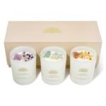 AVA CONCEPT Soy Candles with Healing Crystals.Amethyst,Amazonite,Sunstone Crystal. Lavender & Jasmine, Costal Breeze, Jungle Attachment. Positivity Energy Gift for Women, 3PC Candle Set 3.5 oz Each