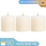 Set of 3 Unscented 3x3 Ivory Pillar Candles - Handpoured, Smokeless Cotton Wick for Weddings, Home, Spa, & Churches, 90-Hour Burn Time - Image 6