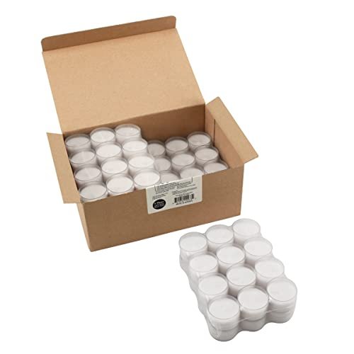 31yeWb9i1wL._SL500_.jpg Stonebriar 96 White Unscented Smokeless Tea Light Candles – 6-7 Hour Burn Time, Clear Cups - Image 6