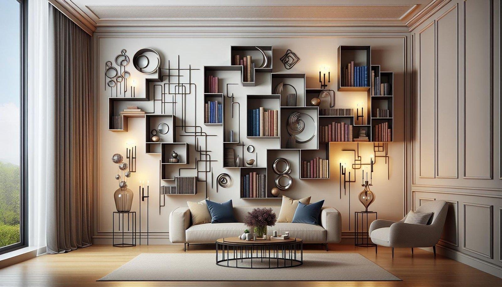 What are some ways to create depth on a living room wall?