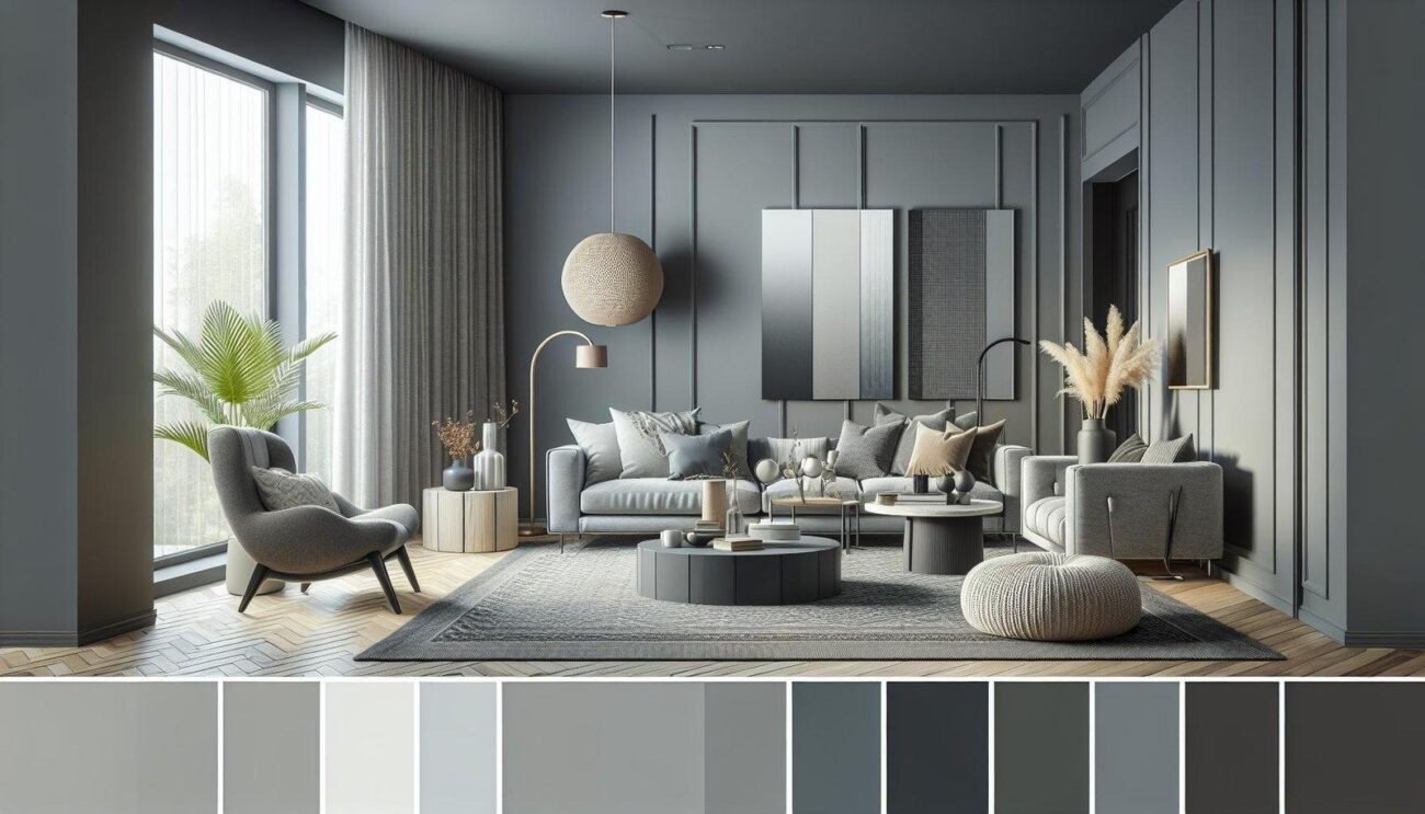 What are some popular shades of gray for living room color palettes?