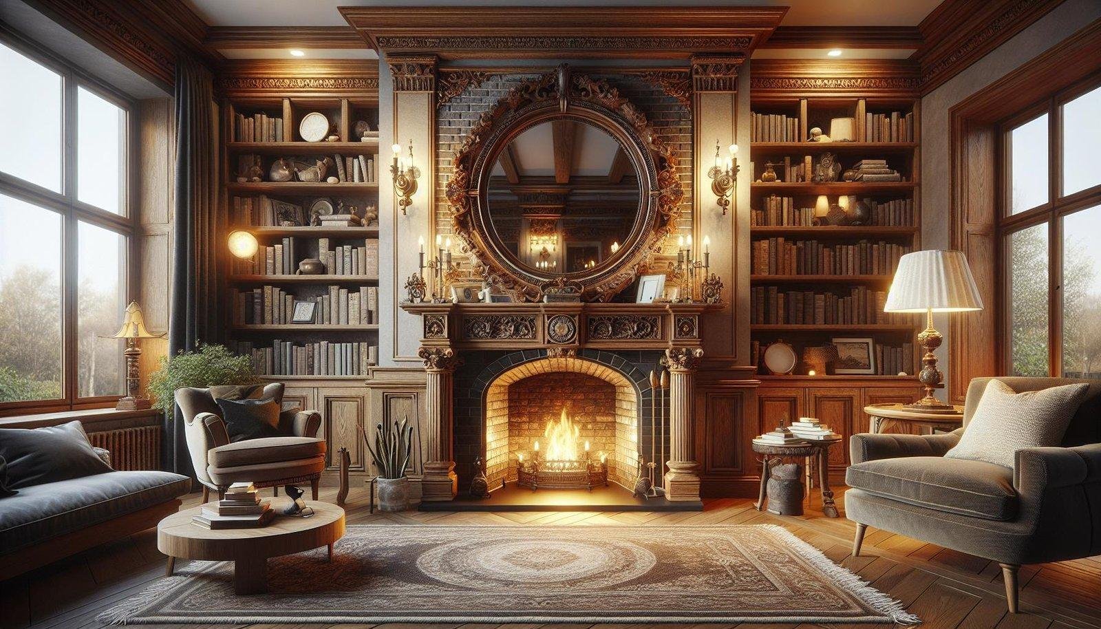 What are some ways to make a fireplace the focal point of a living room?