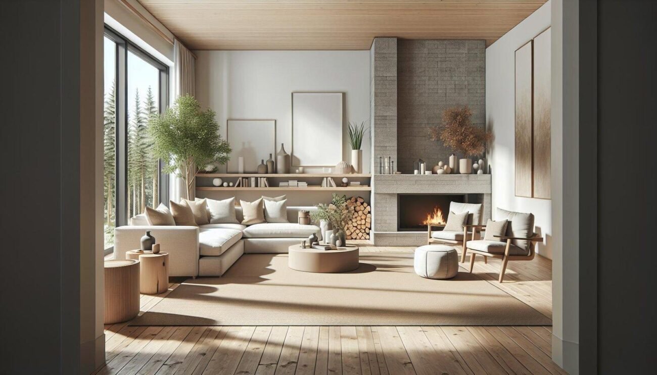 Can neutral color palettes help create a cohesive look in an open concept living room?