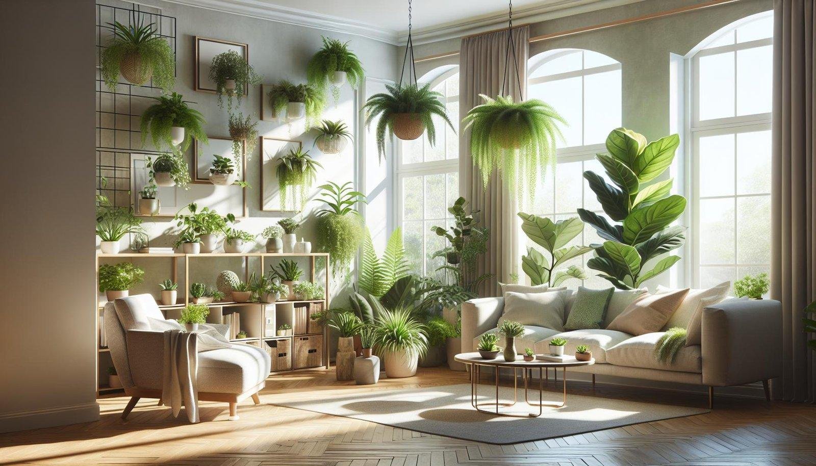 How can I use plants to create a cozy atmosphere in my living room decor?