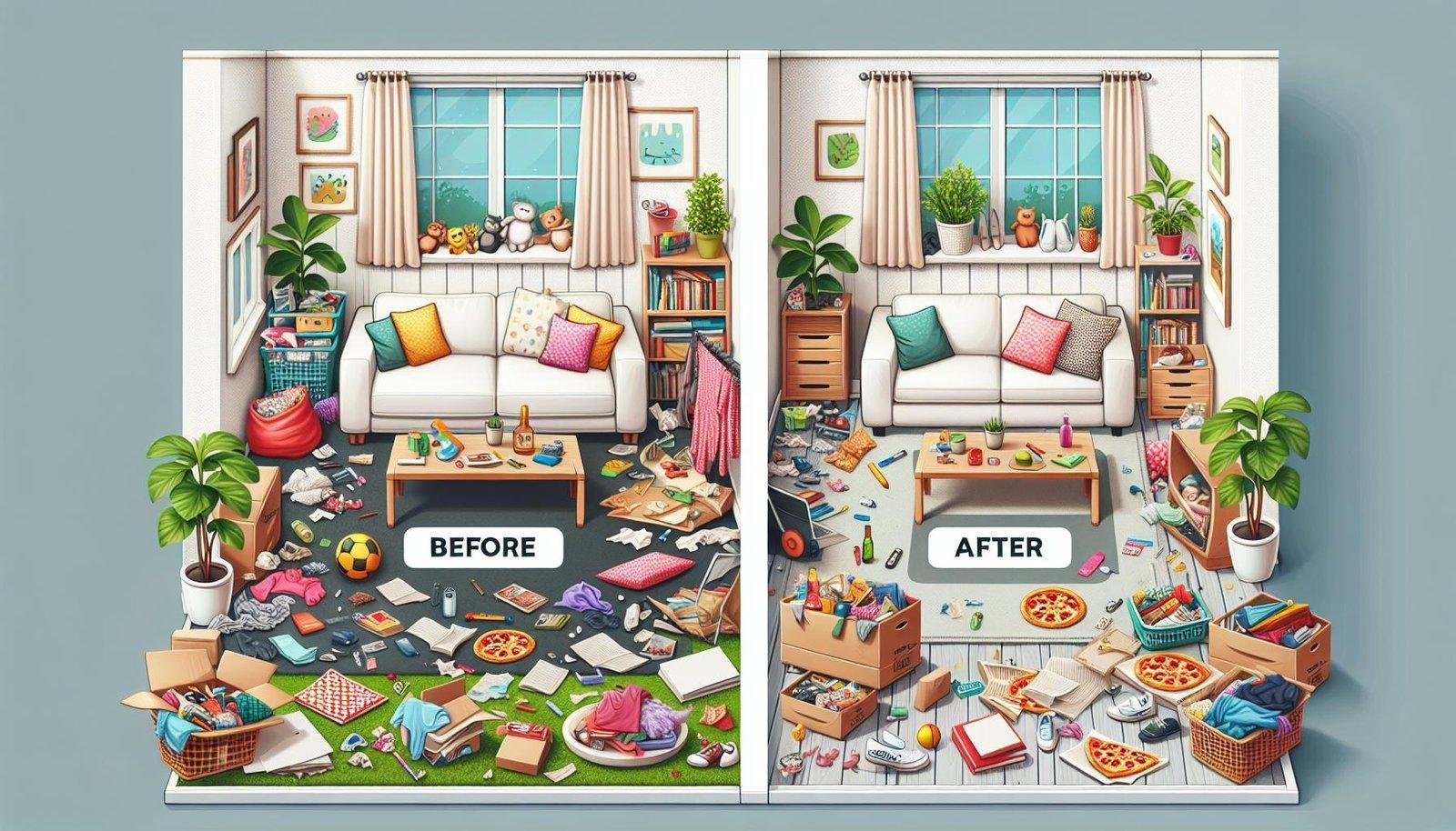What are some tips for decluttering a living room to improve decor?
