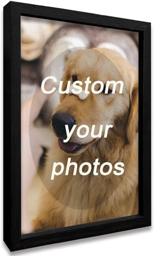 Framed Custom Canvas Prints with Your Photos Personalized Photo to Canvas Print Gifts for Couples Friends Family Baby Pets(Black, 8x10 In)