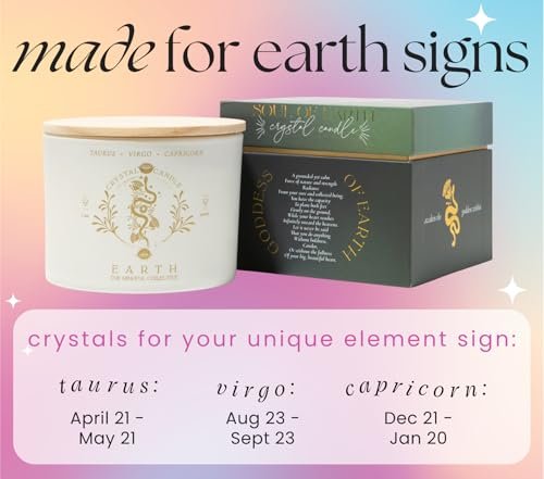 410RvGndiTL._SL500_.jpg Taurus, Virgo, Capricorn Gifts: 12oz Crackling Wood Wick Candles with Healing Crystals – Perfect for Women! - Image 2