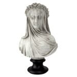 Design Toscano Veiled Maiden Indoor Bust Statue, 9 Inch Wide, 14 Inch Tall, Cast Stone Resin, Antiqued White Finish with a Black Painted Base