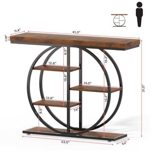 413szmvg1fL._SL500_.jpg LIFECHOVY 41.3" Industrial Console Table for Entryway: Narrow Sofa Table with Storage, Rustic Brown. - Image 2