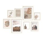 ArtbyHannah Gallery Wall Frame Set for Stairway, Neutral Wood Picture Frames Collage Wall Decor for Living Room, Entry, 8 Pack Assorted Size-11"x14", 8"x10", 6"x8"