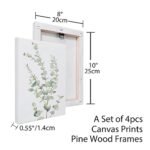 Erctoo Botanical Canvas Wall Art Set of 4, Framed Boho Decor for Bathroom & Bedroom, 8"x10" Eucalyptus Prints - Image 3