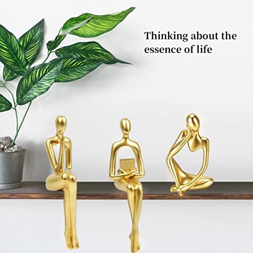 416CCAdqslL._SL500_.jpg Set of 3 Gold Thinker Statues for Modern Home Decor – Unique Resin Sculptures for Office & Living Room - Image 8