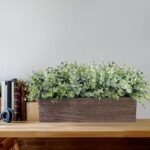 14" Faux Eucalyptus in Wooden Planter Box - Rustic Centerpiece for Farmhouse Weddings & Dining Greenery. - Image 6