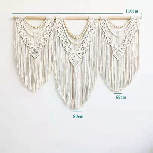 418oJFA4I8L._SL500_.jpg Guzhiou Large Macrame Wall Hanging - Boho Tapestry Art for Chic Home Decor, 43"x32" (Wood Beads) - Image 6