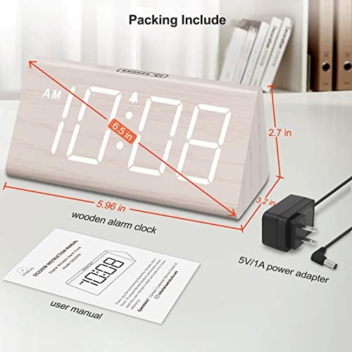419amIT-R2L._SL500_.jpg DreamSky Wooden Digital Alarm Clock: Large Numbers, USB Port, Adjustable Volume & Dimmer – Perfect for Bedroom or Living Room Décor! - Image 6
