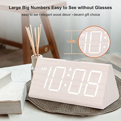 419yYMZLaiL._SL500_.jpg DreamSky Wooden Digital Alarm Clock: Large Numbers, USB Port, Adjustable Volume & Dimmer – Perfect for Bedroom or Living Room Décor! - Image 2