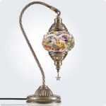 Yarra-Decor Moroccan Floor Lamp: 3-Way Color-Changing Tiffany Swan Neck with Bronze Base - Colorful Mosaic Bedside Light (LED Bulb Included) - Image 7