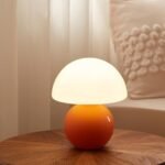 Dawnwake Mushroom Lamp Table Lamp for Bedroom,Desk Bedside Small Lamps for Living Room Night Stands,Mushroom Decor Cute Mini Modern Mid Century Lamps,Unique Aesthetic Home Living Room Decor(Orange)