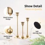 Set of 3 Brass Gold Candlestick Holders – Vintage Modern Taper Candle Holders for Home Decor, Weddings & Housewarming Gifts. - Image 4