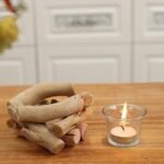 Sziqiqi Handmade Wooden Tea Light Candle Holder with Glass Cup for Rustic Farmhouse Decor - Image 6