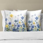 Blue and Yellow Poppy Floral Pillow Covers 18x18" - Set of 2 for Spring-Summer Home Decor - Image 5