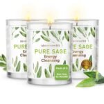 Magnificent 101 Set of 3 Long Lasting Pure Sage Smudge Candles - 42-Hour Burn, 3.5 Oz Each, Soy Wax, Sage Cleansing for House Energy, Meditation & Manifestation