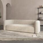 Acanva Cream Velvet 3-Seater Sofa: Modern Minimalist Comfort for Living Room or Apartment - Image 9