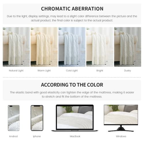 41Fmh-mYg2L._SL500_.jpg BOURINA Beige Throw Blanket - 50"x60" Soft, Textured Knit Blanket for Couch Decor - Image 8