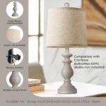 PARTPHONER Rustic Table Lamp Set of 2 - 22" Vintage Lamps for Living Room & Bedroom, Antique Grey with Linen Shades - Image 4
