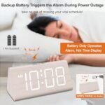 DreamSky Wooden Digital Alarm Clock: Large Numbers, USB Port, Adjustable Volume & Dimmer – Perfect for Bedroom or Living Room Décor! - Image 4