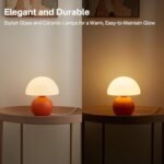 Dawnwake Mushroom Table Lamp: Cute Mini Mid-Century Decor for Bedroom & Living Room, Orange - Image 3