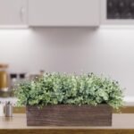 14" Faux Eucalyptus in Wooden Planter Box - Rustic Centerpiece for Farmhouse Weddings & Dining Greenery. - Image 8