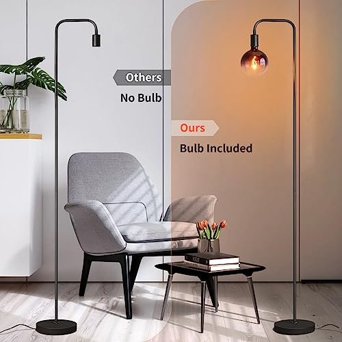 41J8ehDeNrL._SL500_.jpg ONEWISH Minimalist Industrial Floor Lamp with 6" Clear Glass Globe - Modern LED 1800K Ambient Light for Living Room & Office. - Image 3