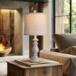 PARTPHONER Rustic Table Lamp Set of 2 - 22" Vintage Lamps for Living Room & Bedroom, Antique Grey with Linen Shades - Image 6