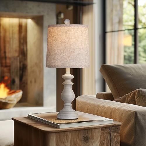 41JEFpKJ0FL._SL500_.jpg PARTPHONER Rustic Table Lamp Set of 2 - 22" Vintage Lamps for Living Room & Bedroom, Antique Grey with Linen Shades - Image 6