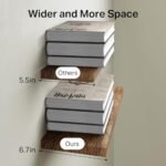 BAYKA 22.5" Floating Wood Shelves - Wall-Mounted Rustic Brown Set of 2 for Books & Decor (22lbs Capacity) - Image 3