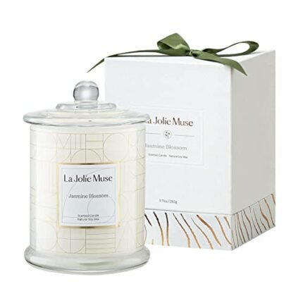 LA JOLIE MUSE Jasmine Candle, Mothers Day Gifts Candles for Women with Gift Box, Scented Candles for Home Scented, Luxury White Natural Soy Candle, 70 Hours 10 oz