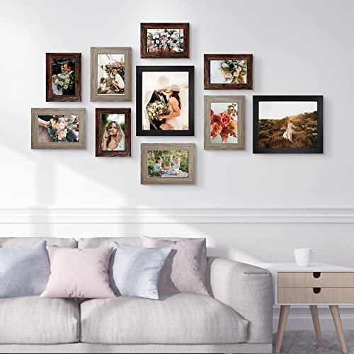 41KOK18SbJL._SL500_.jpg LUCKYLIFE 10-Pack Picture Frame Set: Gallery Wall Collage with 8x10, 5x7, and 4x6 Frames in 3 Finishes. - Image 3