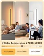 EDISHINE LED Corner Floor Lamp Set of 2 - 57.5" Dimmable Tall Lights with Remote, 7 Color Temperatures (Black) - Image 2